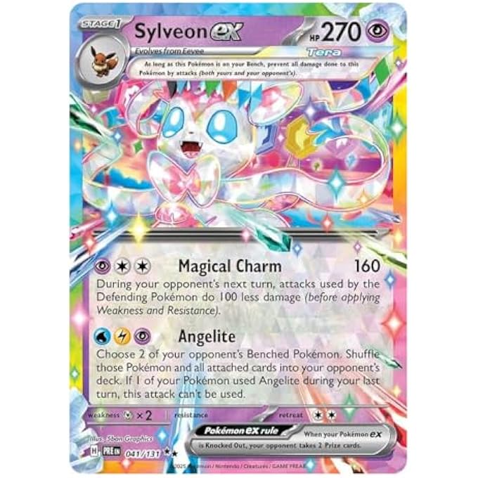 rayihni بطاقة بوكيمون نادرة للغاية SYLVEON EX 041/131 | بطاقات بوكيمون نادرة | بوكيمون EX | تطورات برازماتيكية | بوكيمون سكارليت وفايلوت | موثقة - Image 1